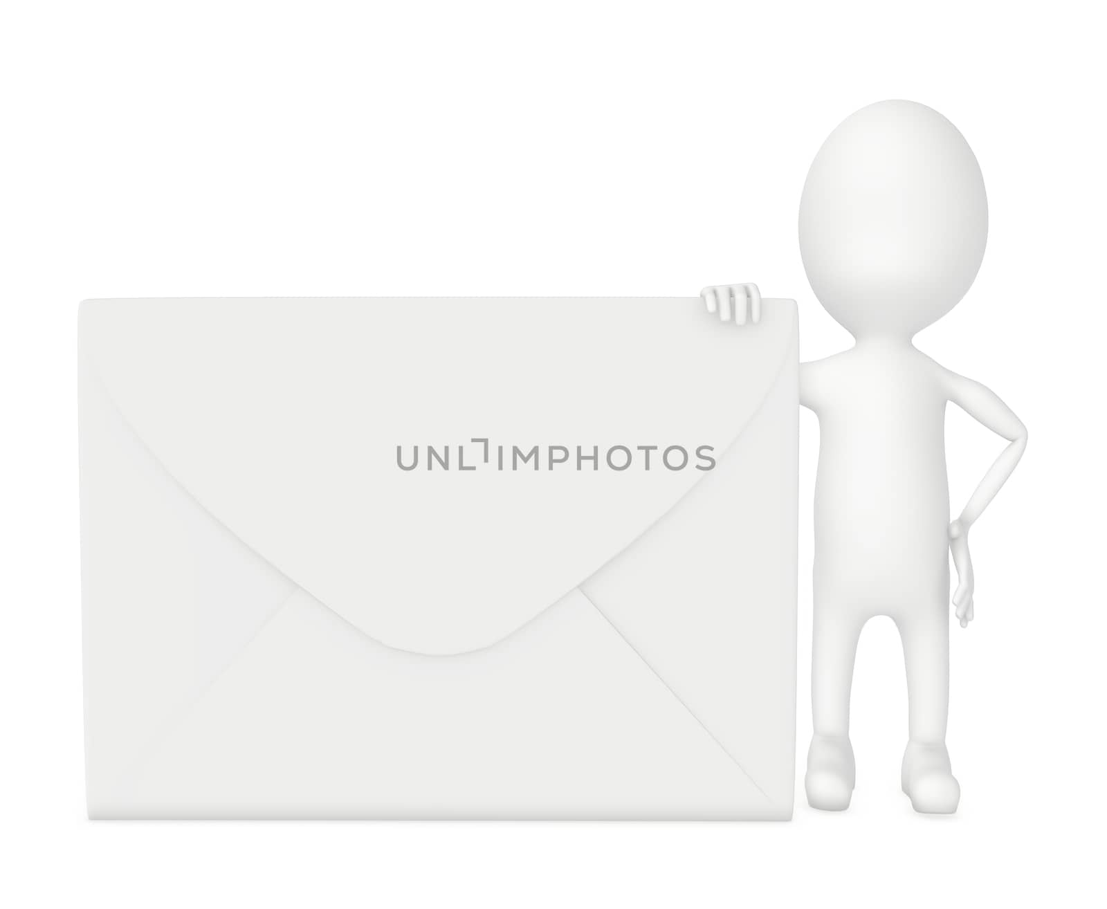 3d character , man holding a envelope- 3d rendering