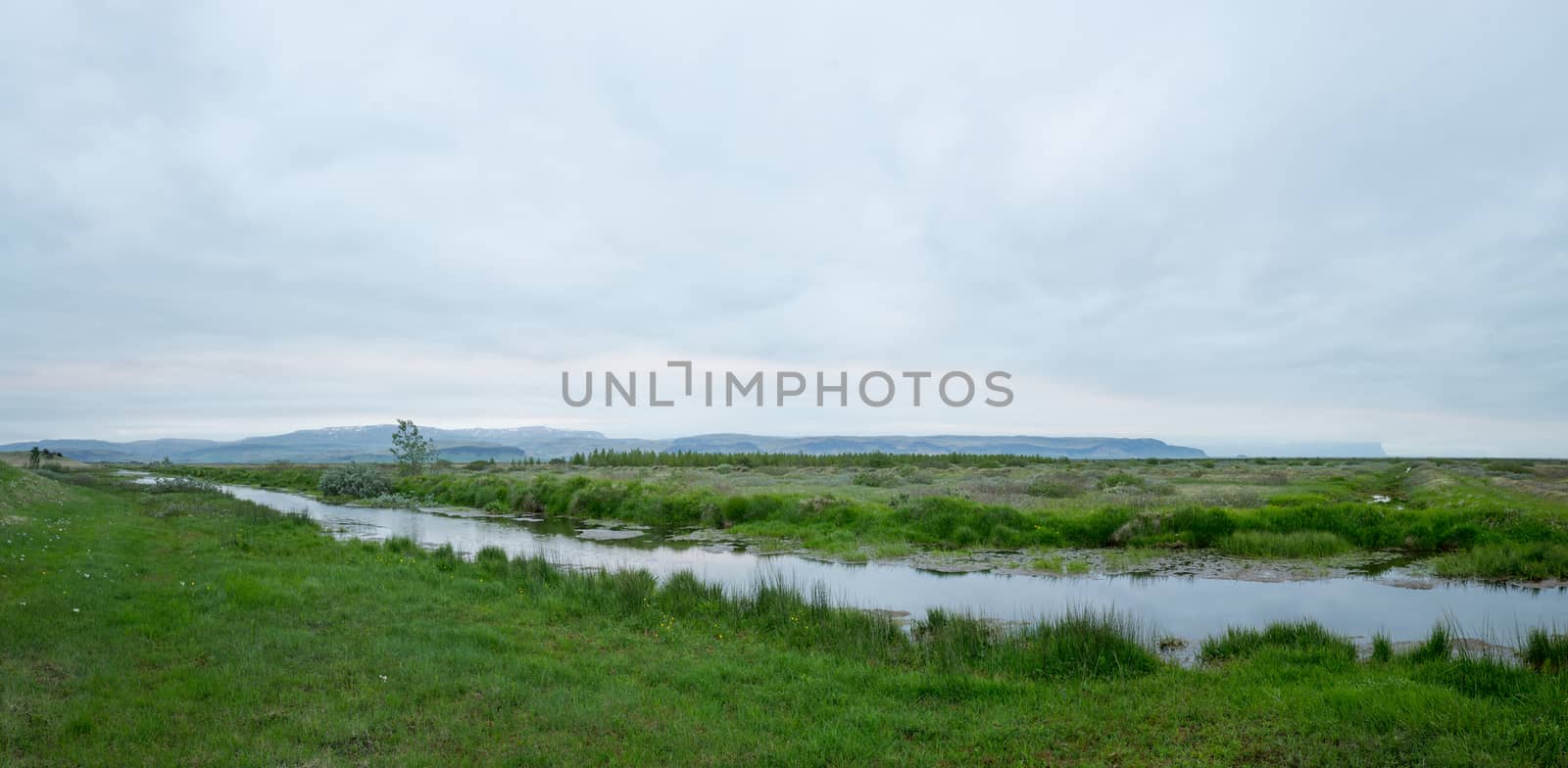 Panoramic landscape near the village Kirkjubaearklaustur by RnDmS