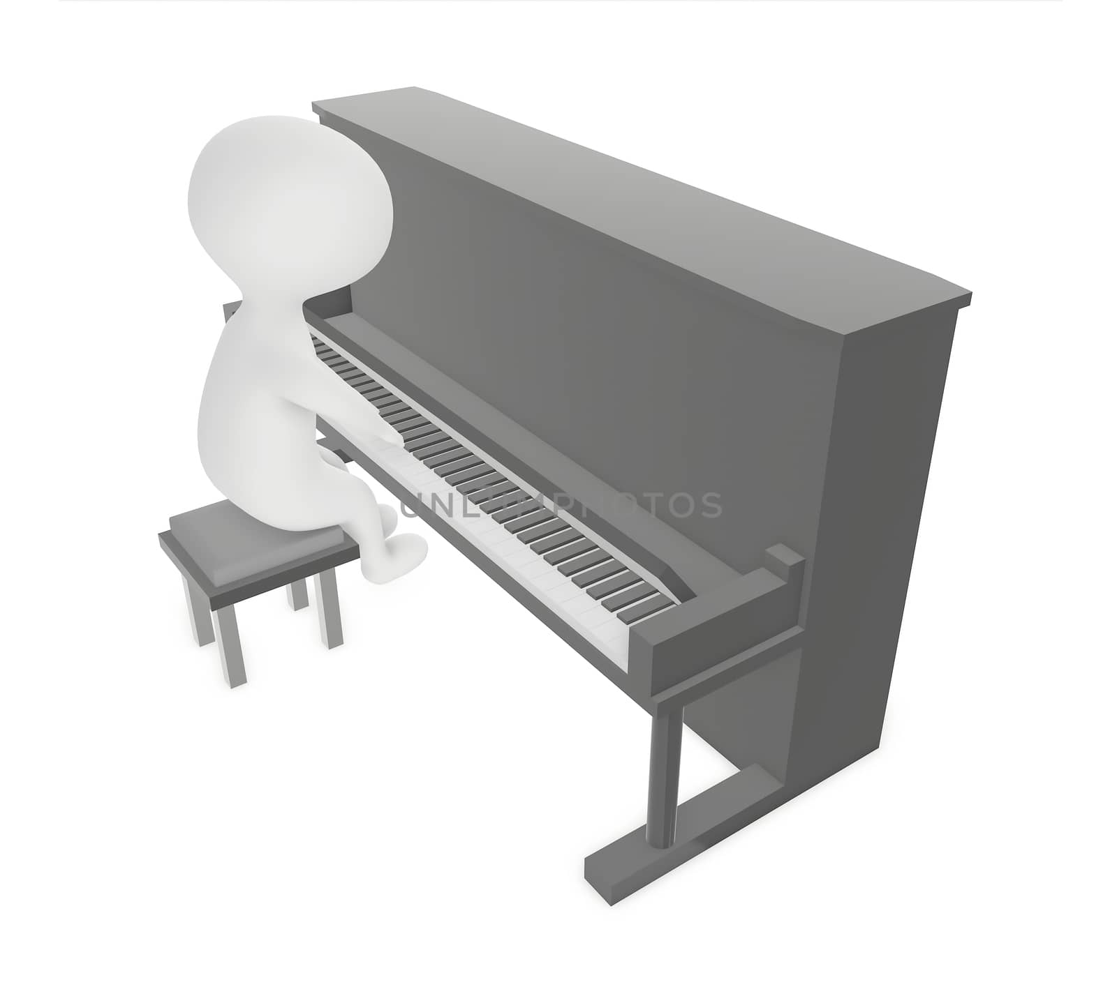 3d character , man playing piano- 3d rendering