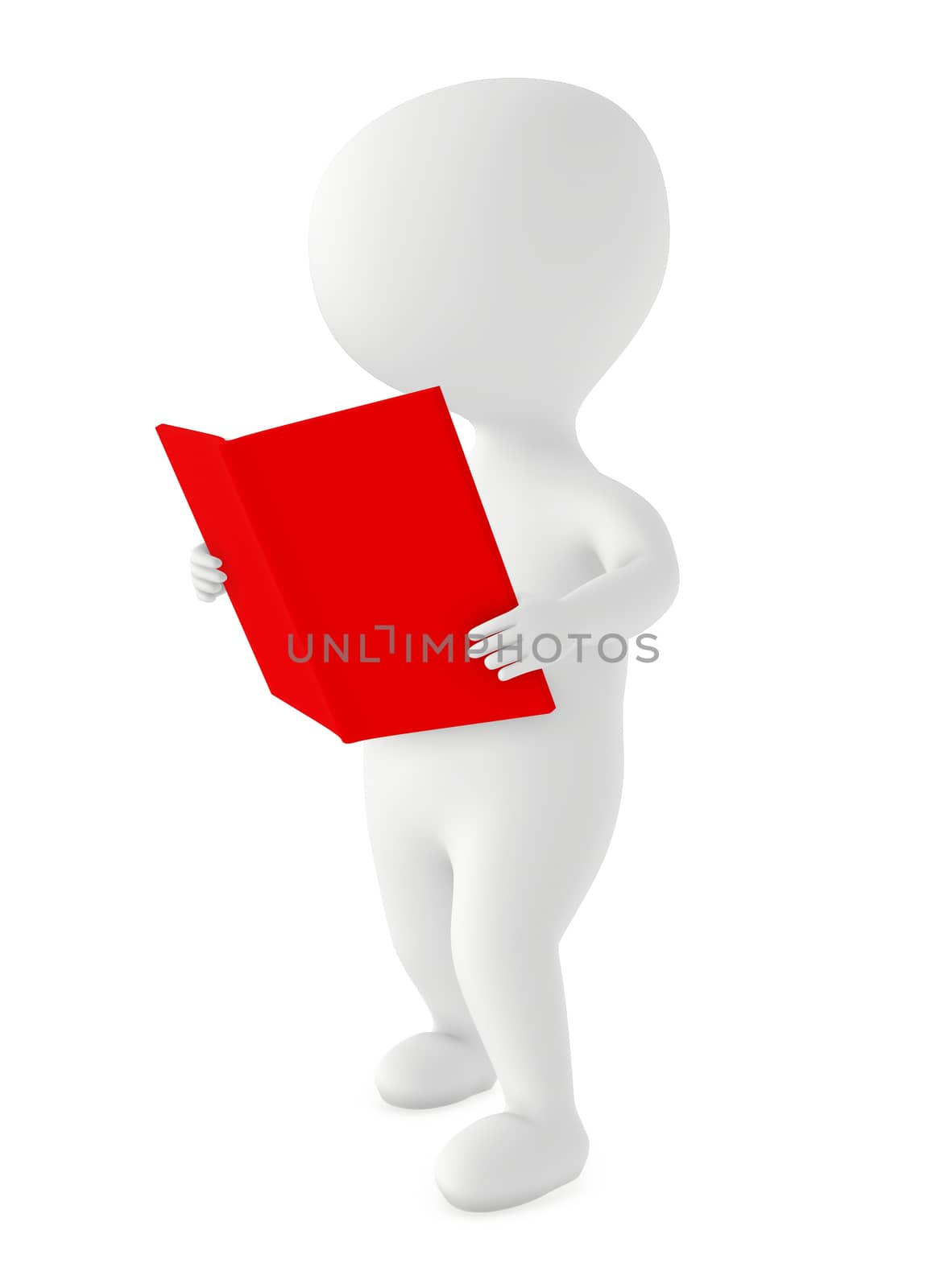 3d character , man holding a and reading a book- 3d rendering