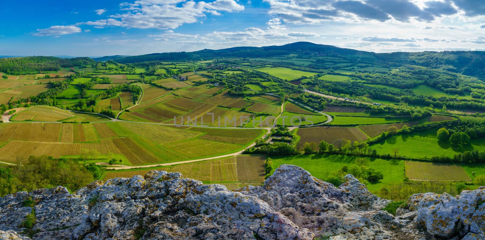 Panoramic landscape from the Rock of Solutre by RnDmS