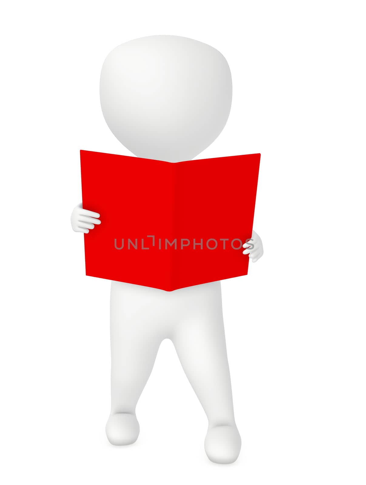 3d character , man holding a and reading a book- 3d rendering