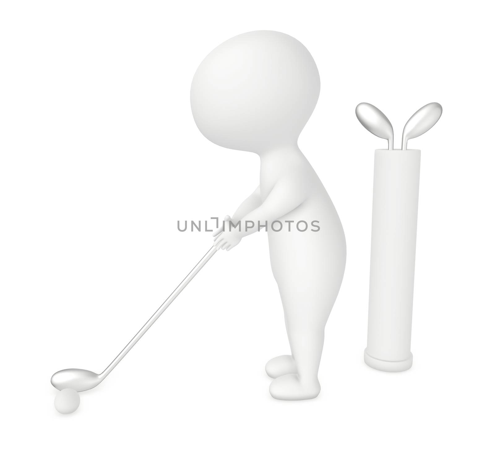 3d character , man golf player - 3d rendering