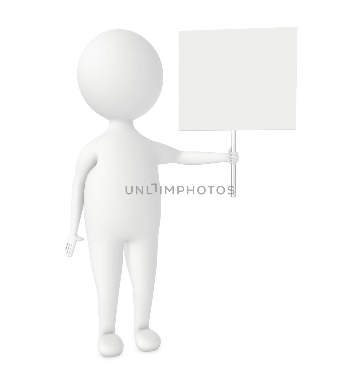 3d character , man holding a banner by qualityrender