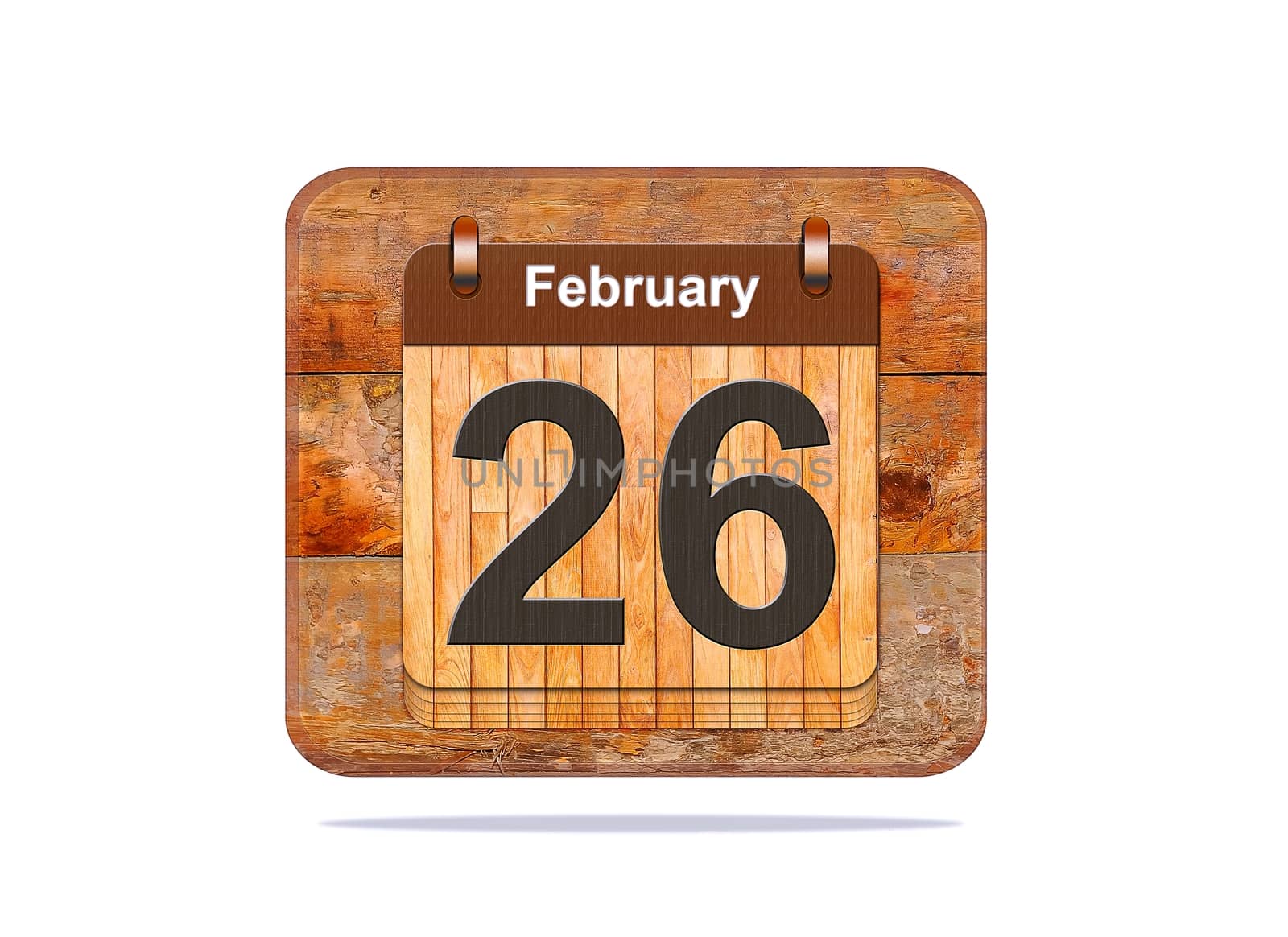 Calendar with the date of February 26.