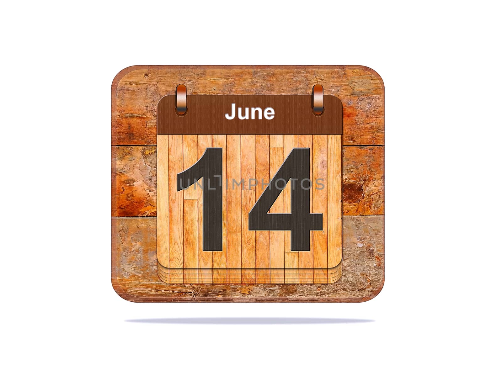Calendar with the date of June 14.
