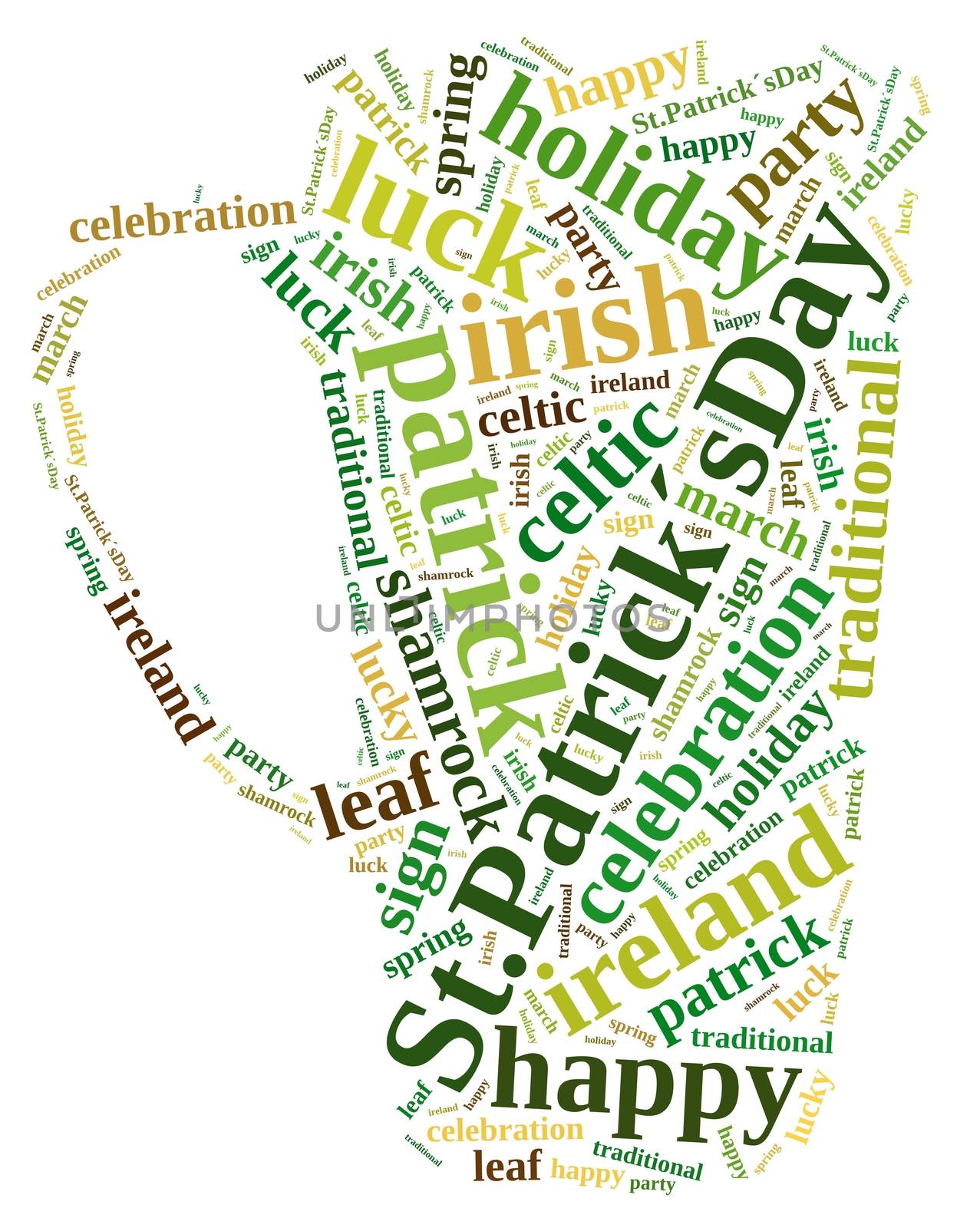 Illustration with word cloud on St. Patricks Day.