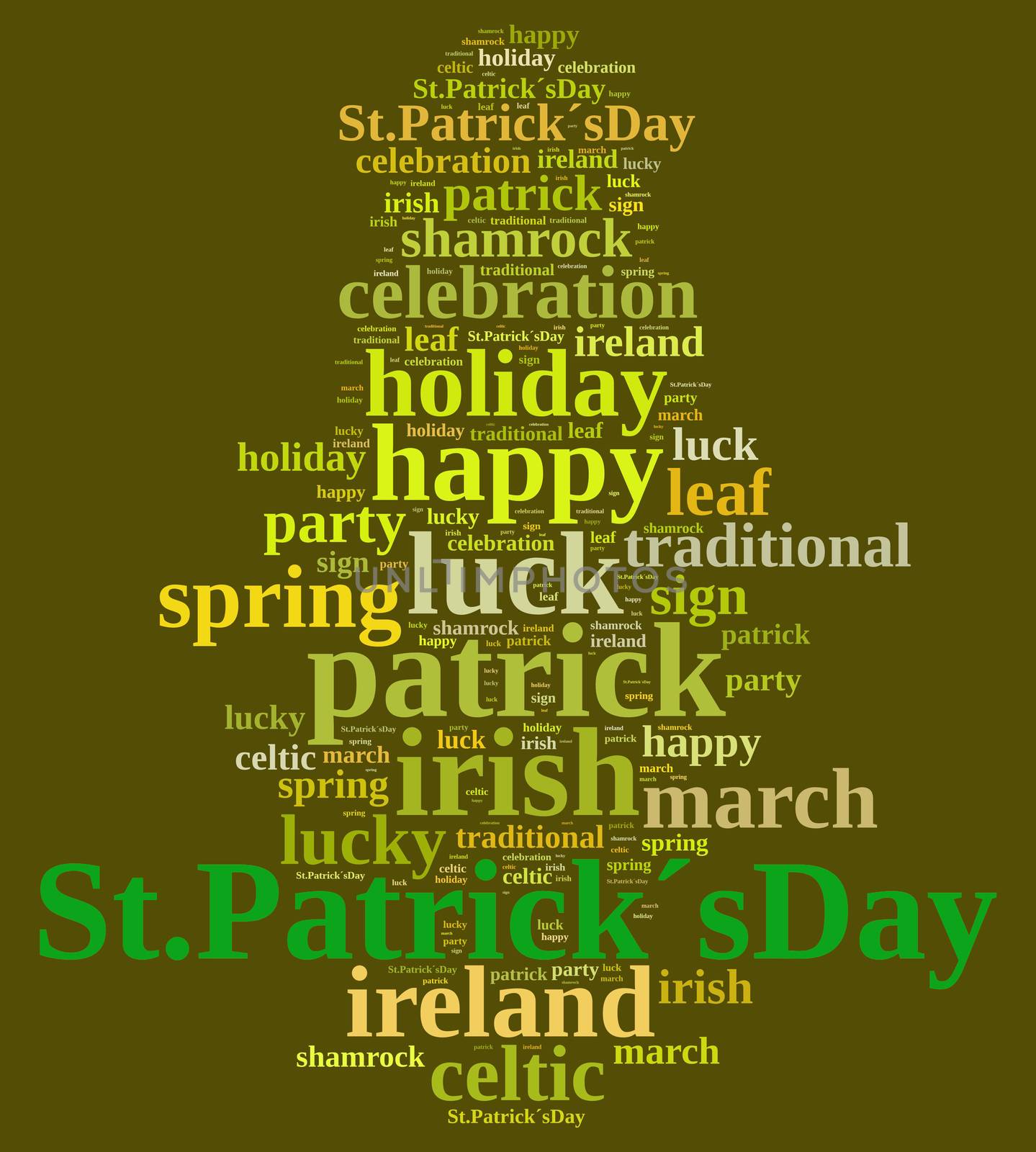 Illustration with word cloud on St. Patricks Day.