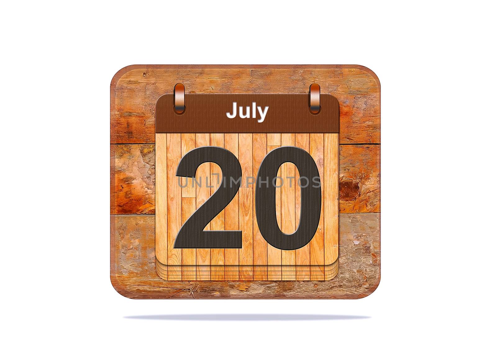 Calendar with the date of July 20.
