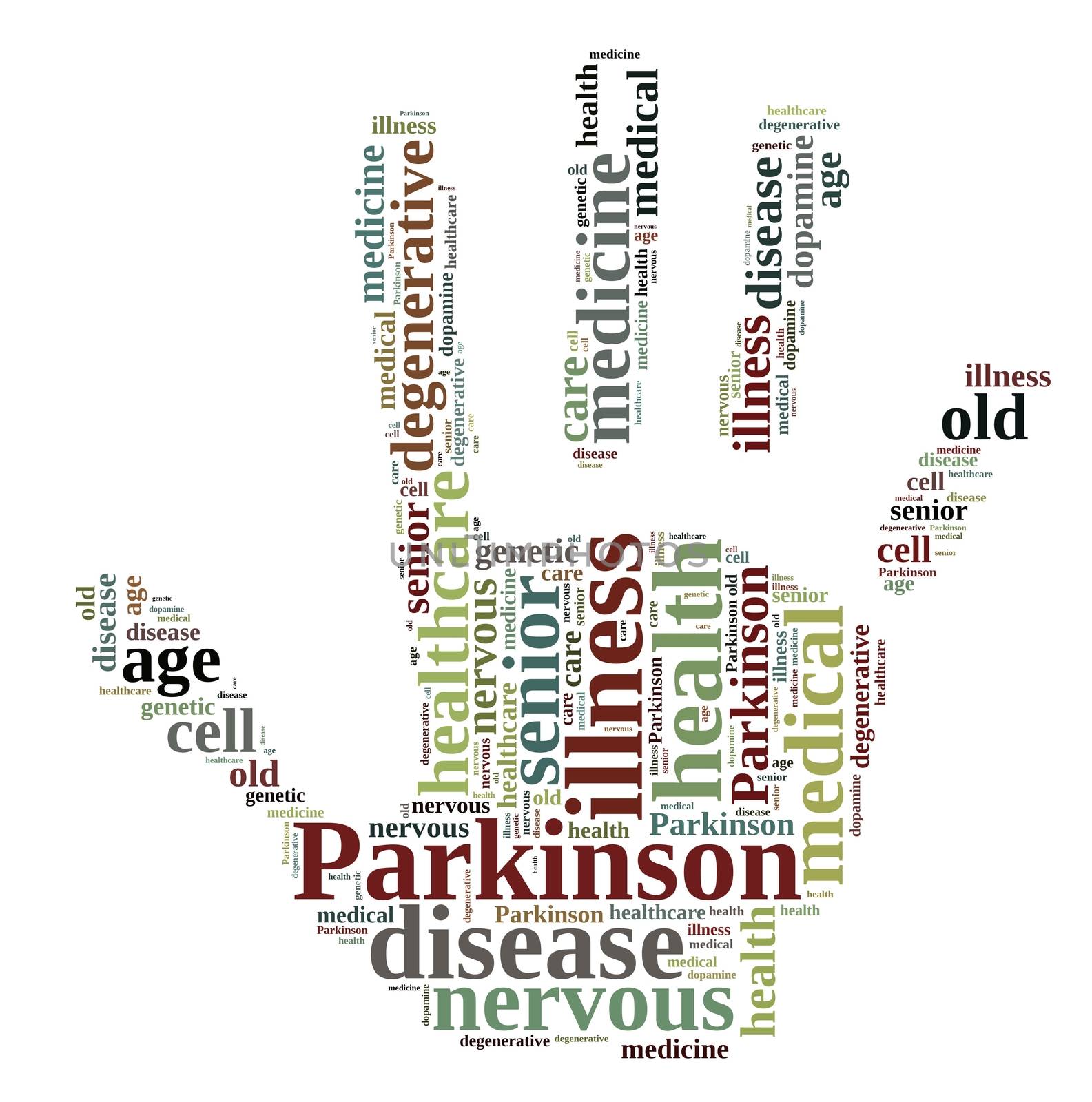 Word cloud illustration on Parkinson's disease.