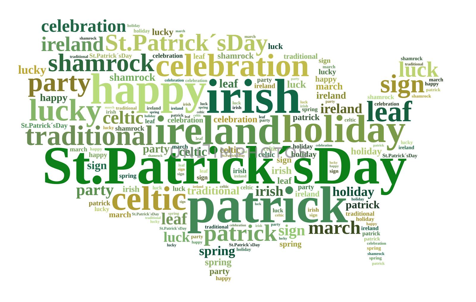 Illustration with word cloud on St. Patricks Day.