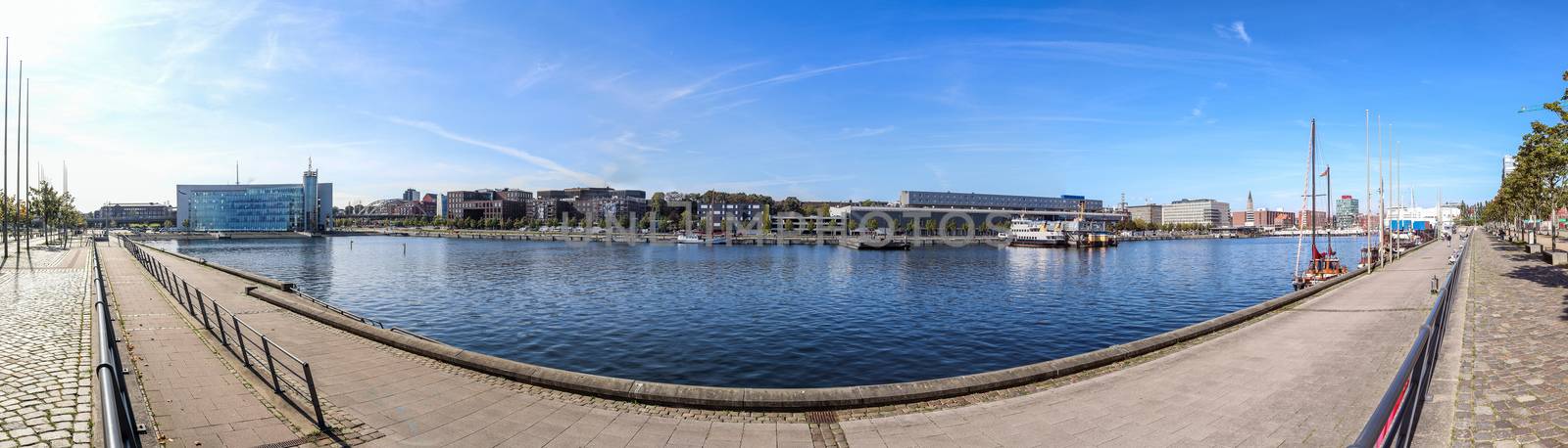 High resolution panorama of the port of Kiel on a sunny day by MP_foto71