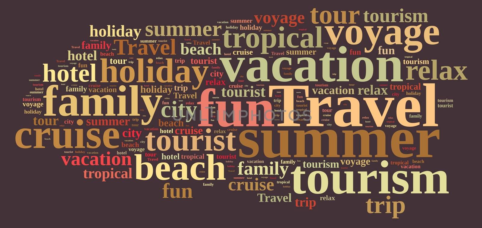 Illustration with word cloud on the subject travel