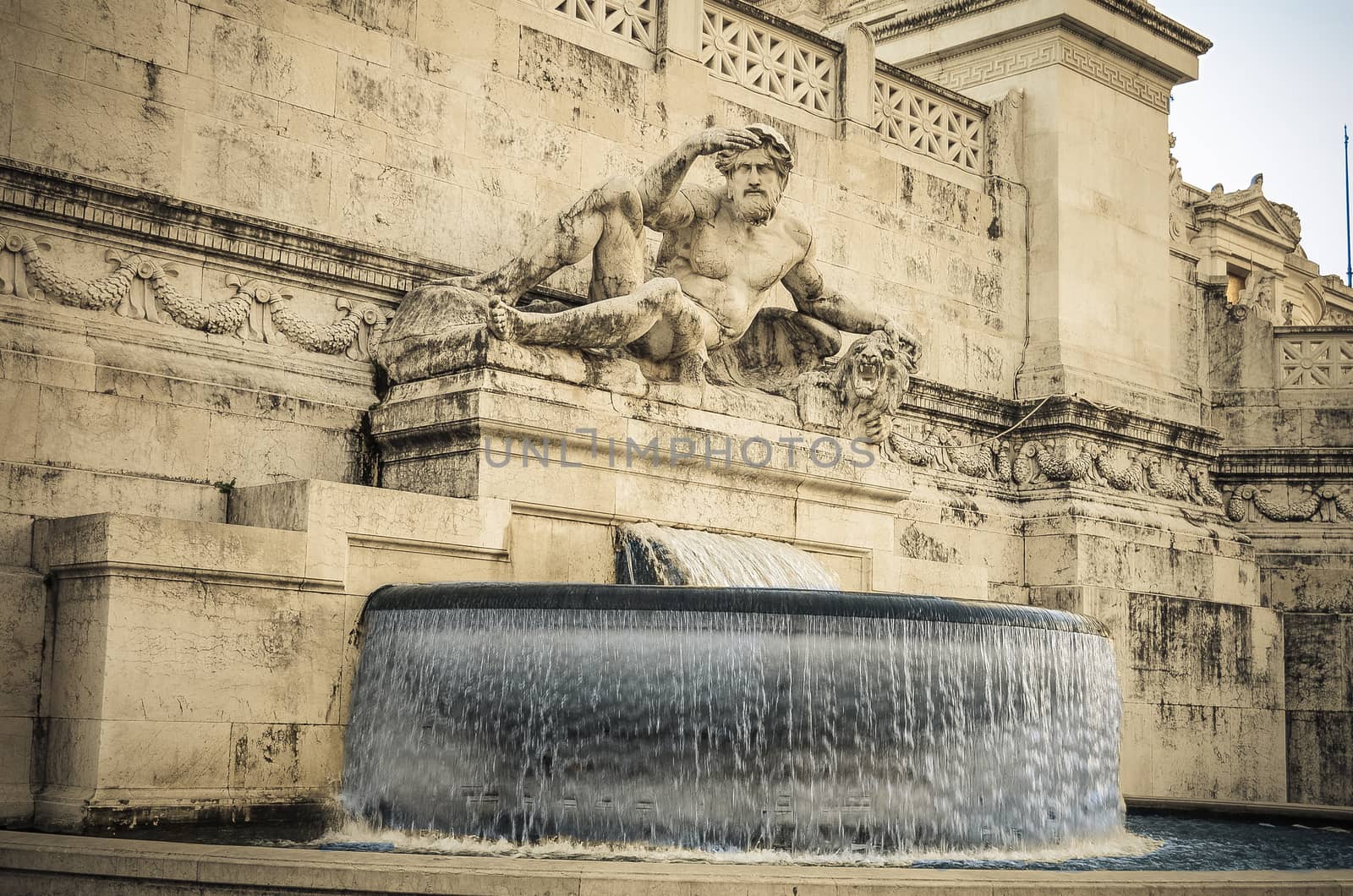 Fontana Dell'adriatico fountain out the front of the Vittorio Emanuele II Monument in Rome, Italy