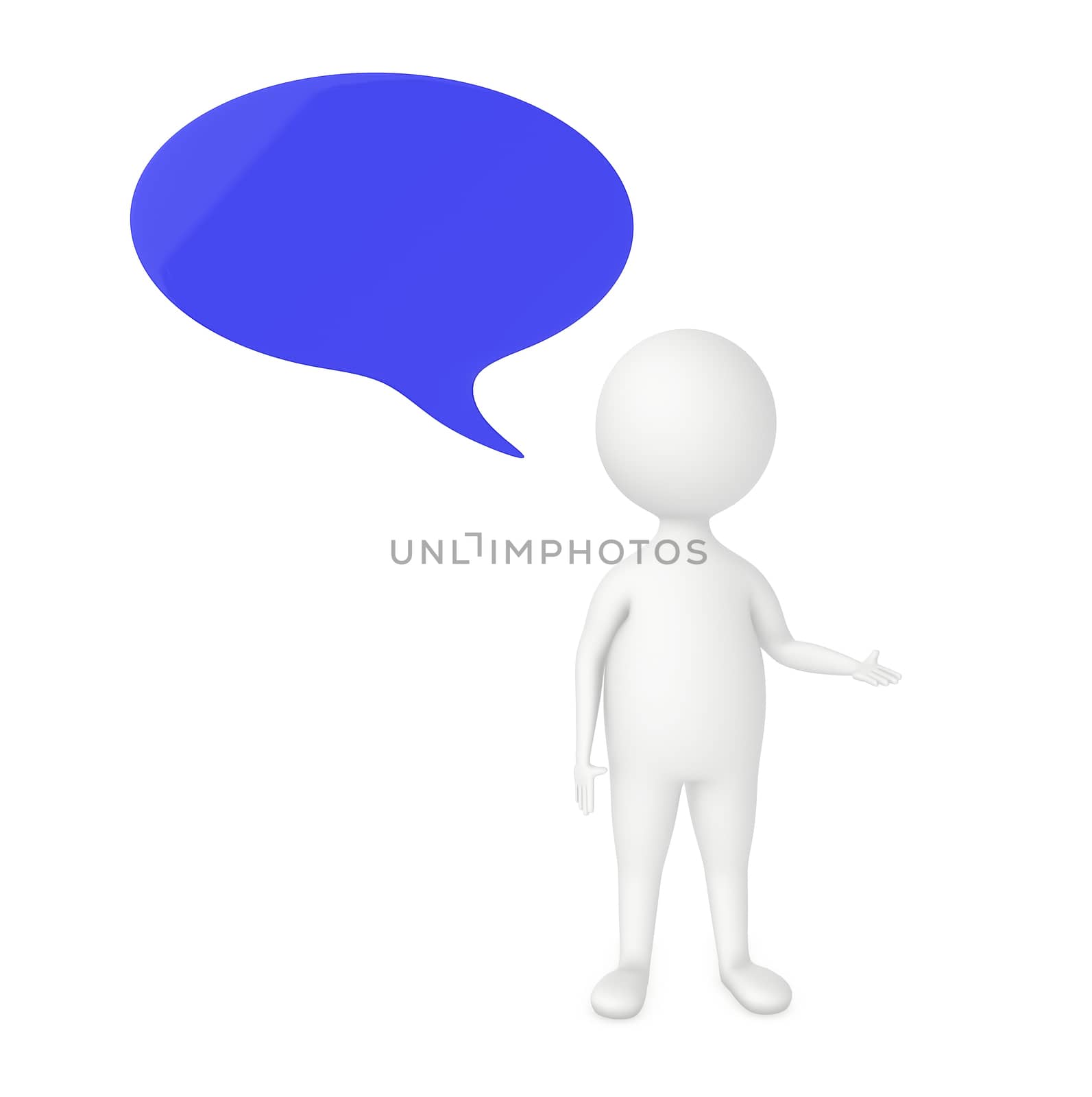3d character, speech bubble in white isolated background by qualityrender