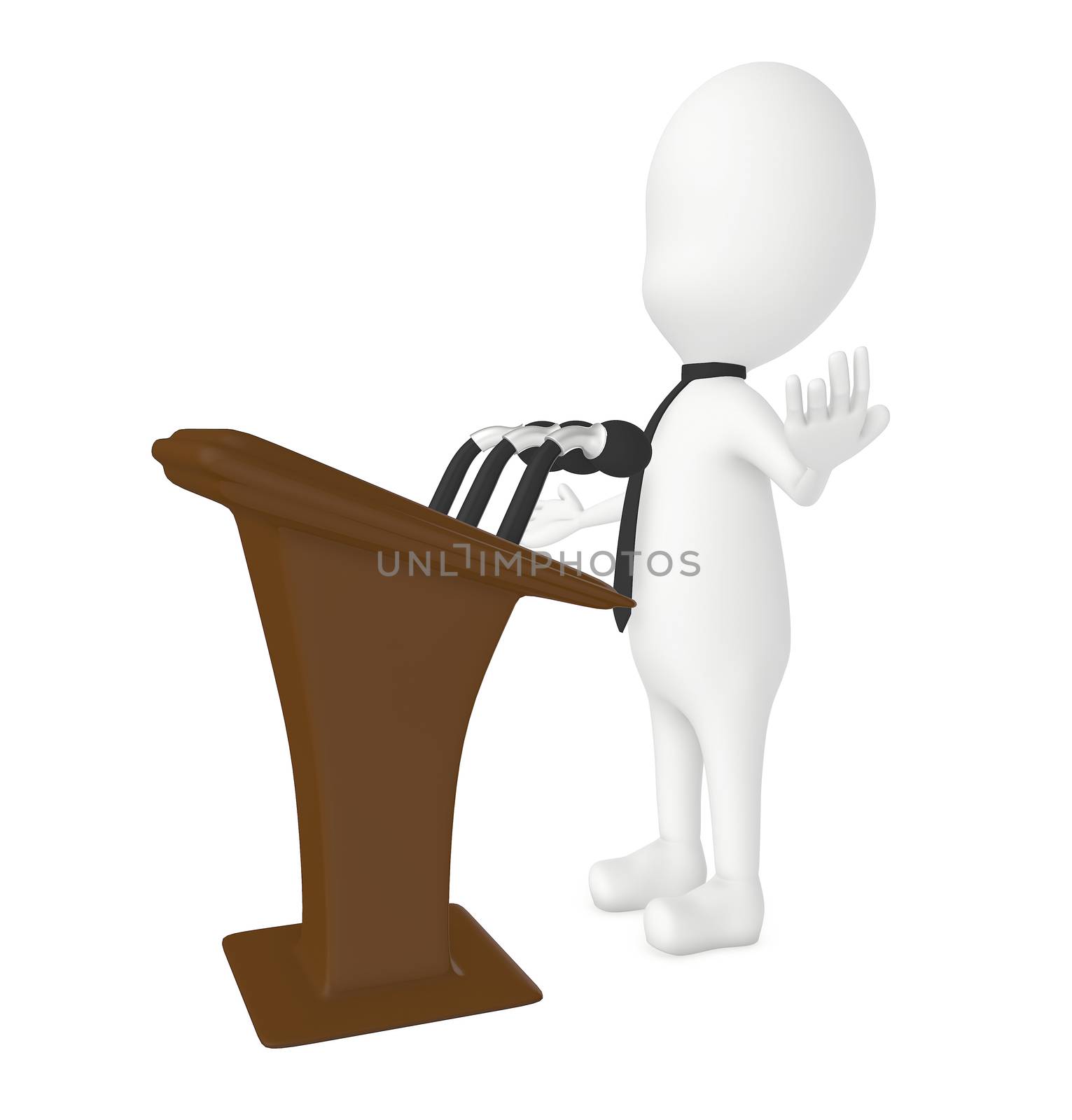 3d man speaking in a podium by qualityrender