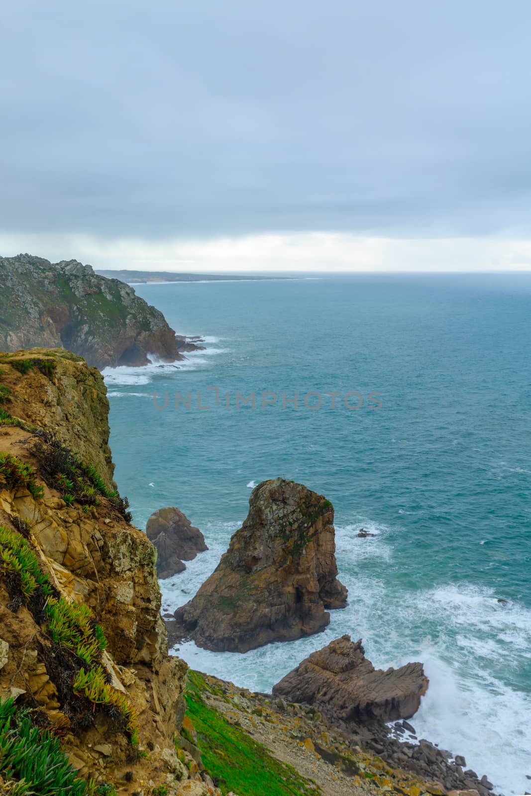 Coastal landscape in Cabo (Cape) da Roca, Portugal. It is the westernmost point in mainland Europe
