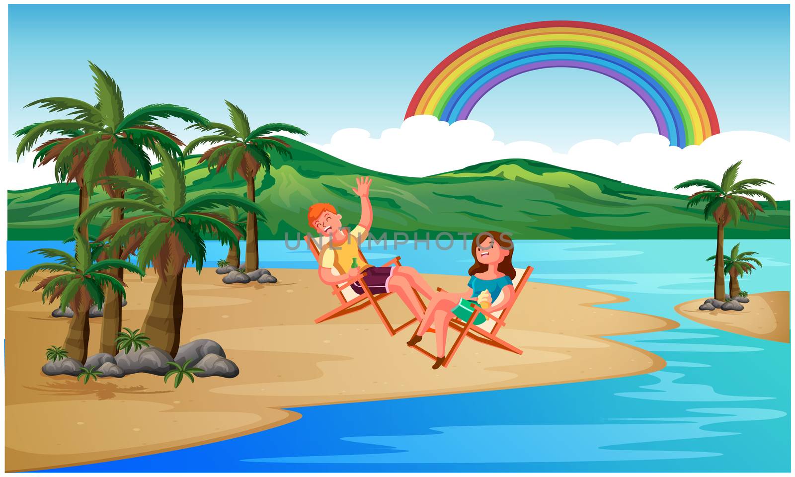 two friends are enjoying at the beach by aanavcreationsplus