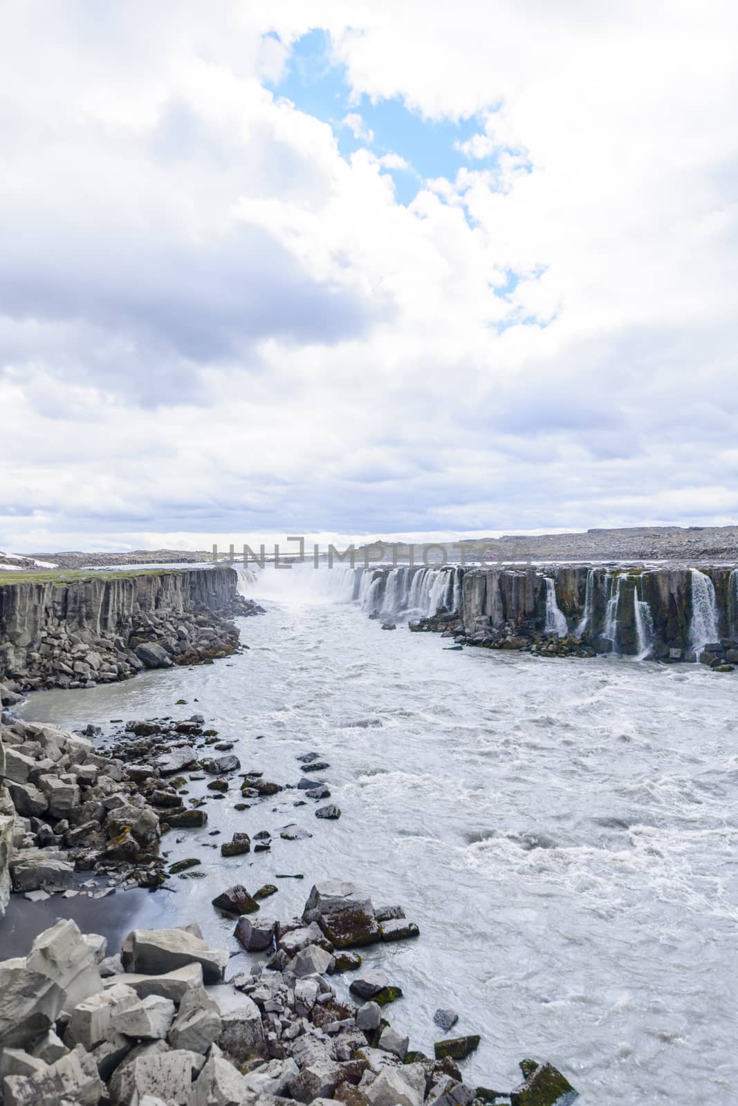 View of the Selfoss waterfall, in Vatnajokull National Park, Northeast Iceland