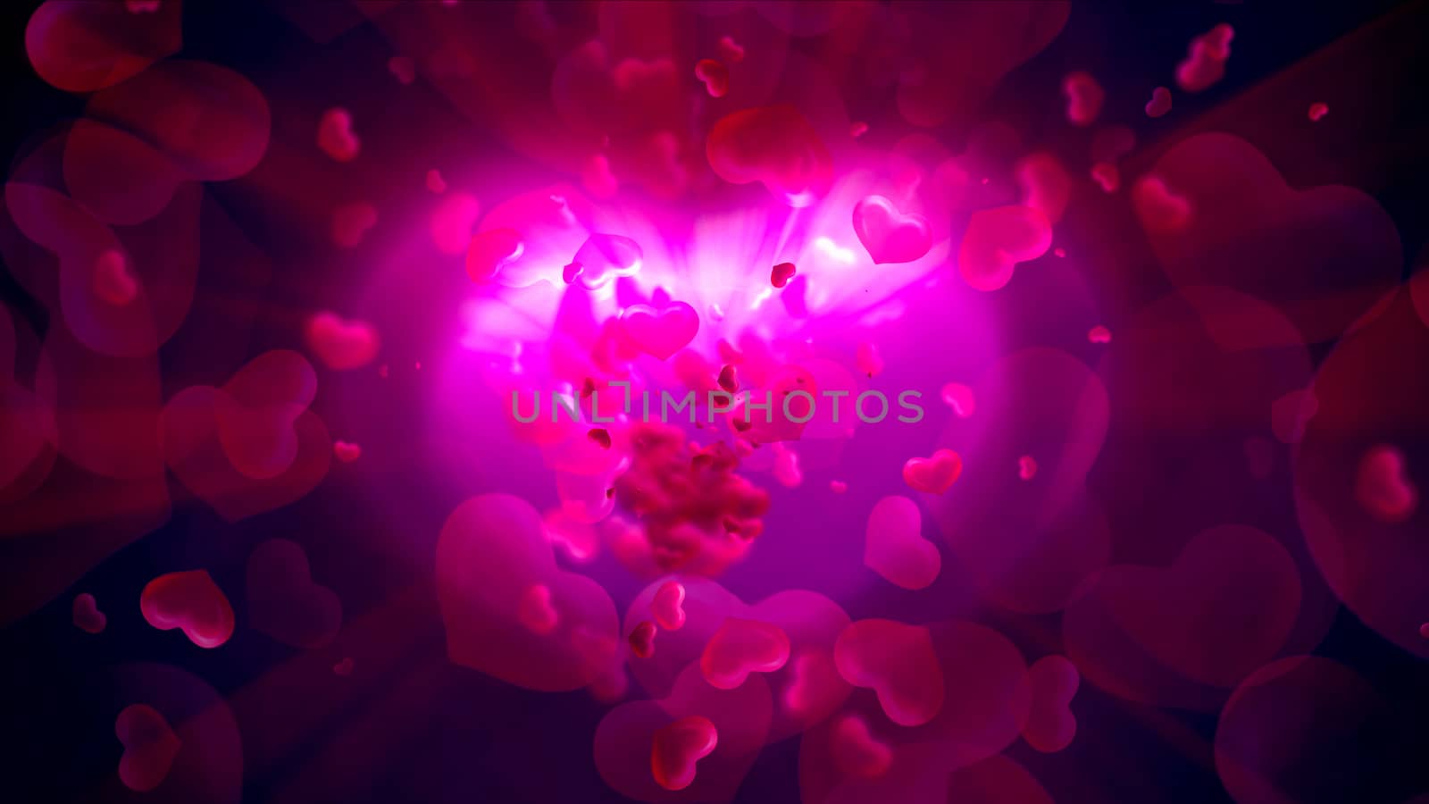 Hearts Valentine's Day abstract background, 3d rendering