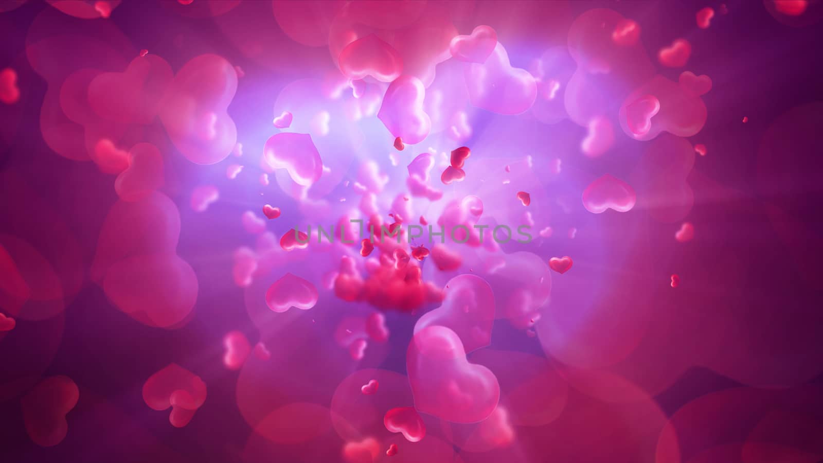 Hearts Valentine's Day abstract background light ray