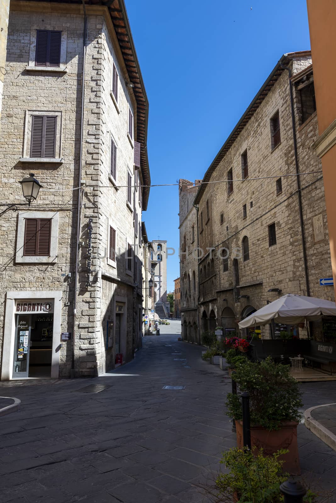 todi,italy june 20 2020 :via mazzini in the village of todi that connects the theater to the square of the people