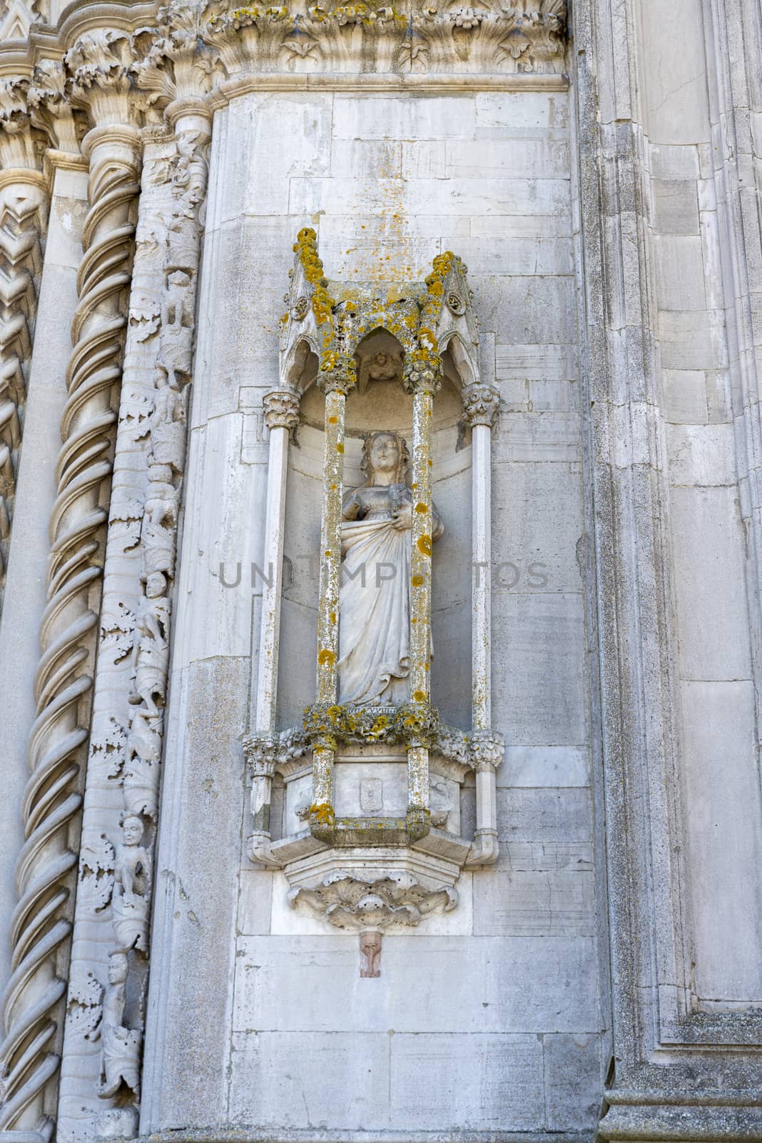 todi,italy june 20 2020 : temple of san fortunate in todi large bell tower and large staircase