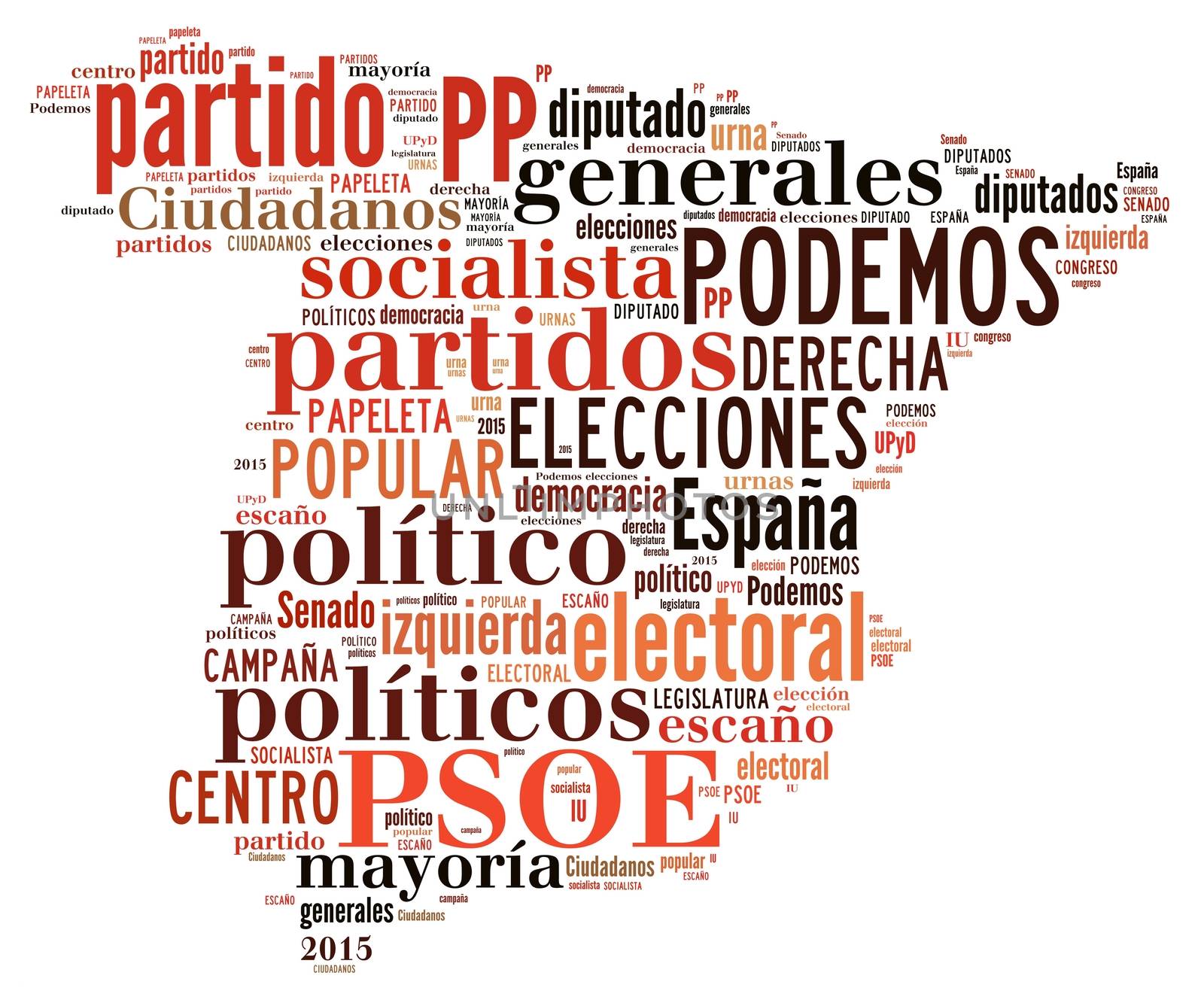 Illustration words cloud on elections 2015 in Spain