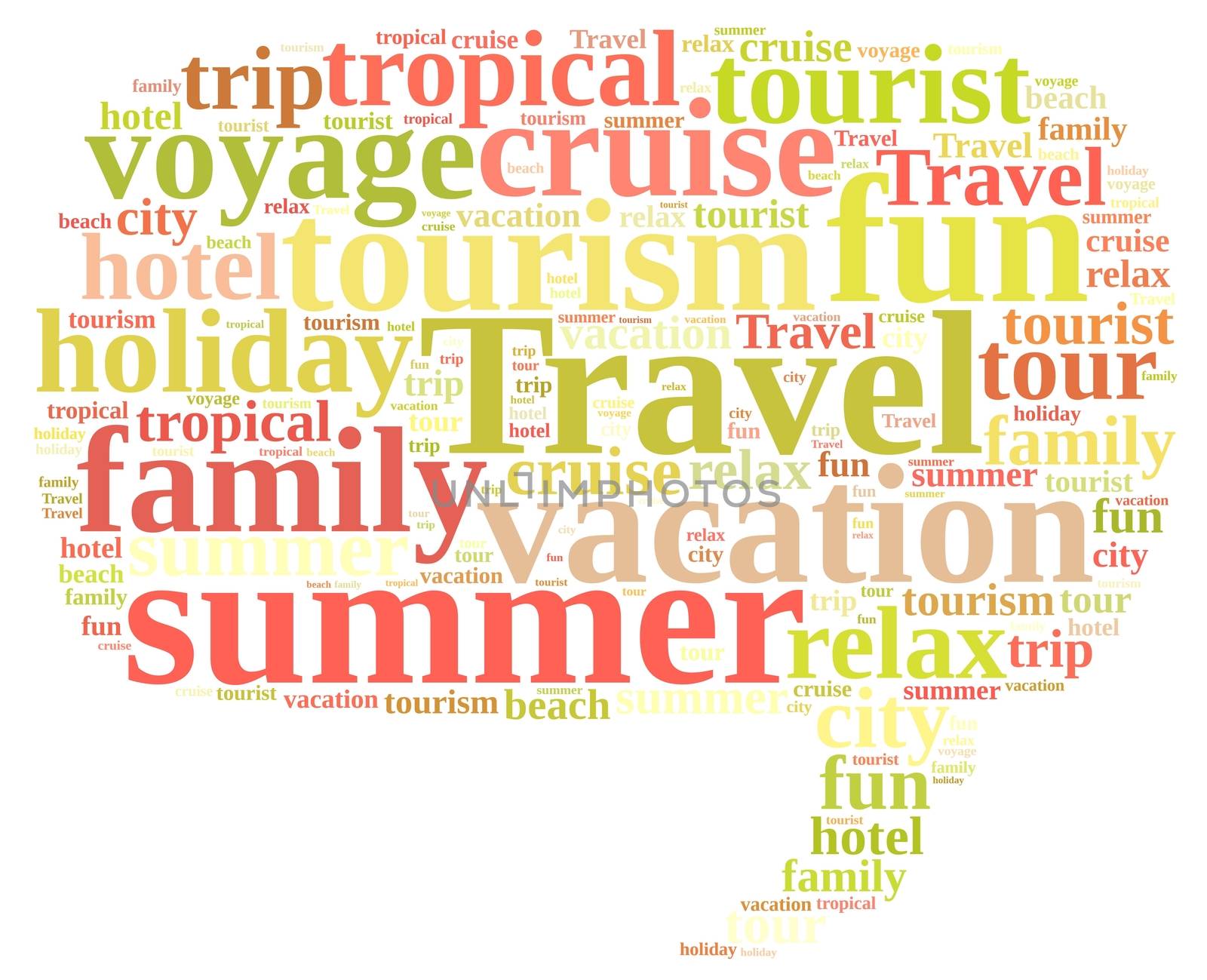 Illustration with word cloud on the subject travel