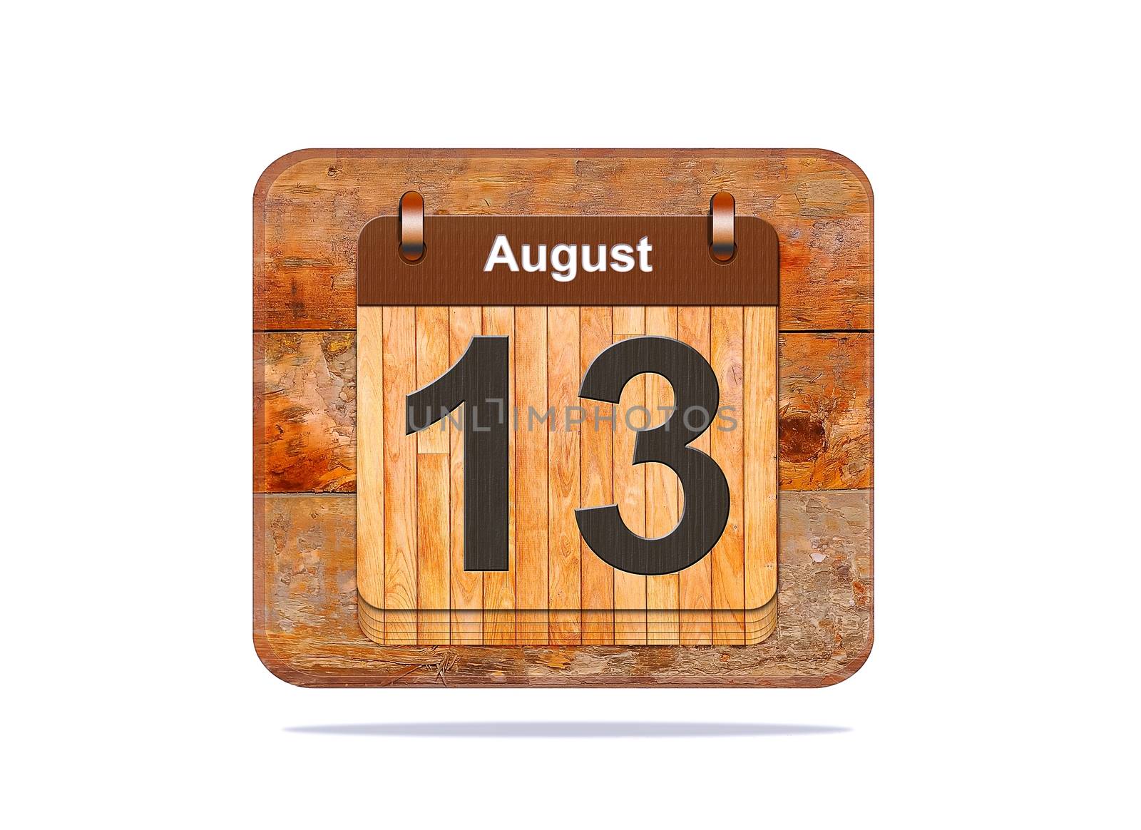 Calendar with the date of August 13.