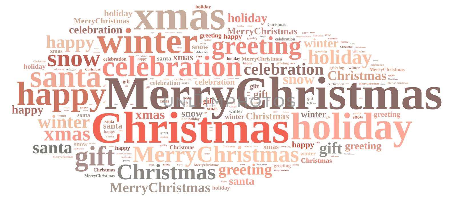 Illustration with word cloud about Merry Christmas.