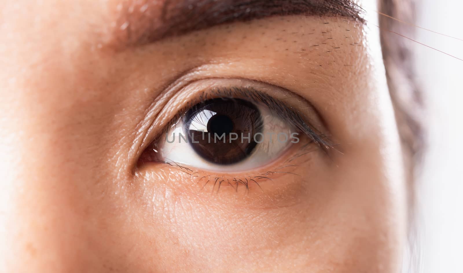 Close up of iris eyebrow or eyes Asian young woman by Sorapop