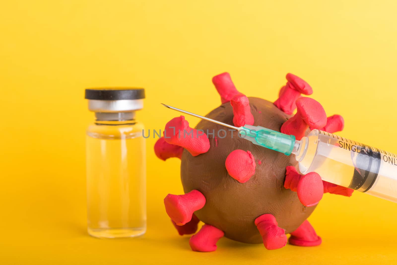 plasticine disease cells virus bottle vaccine and syringe by Sorapop