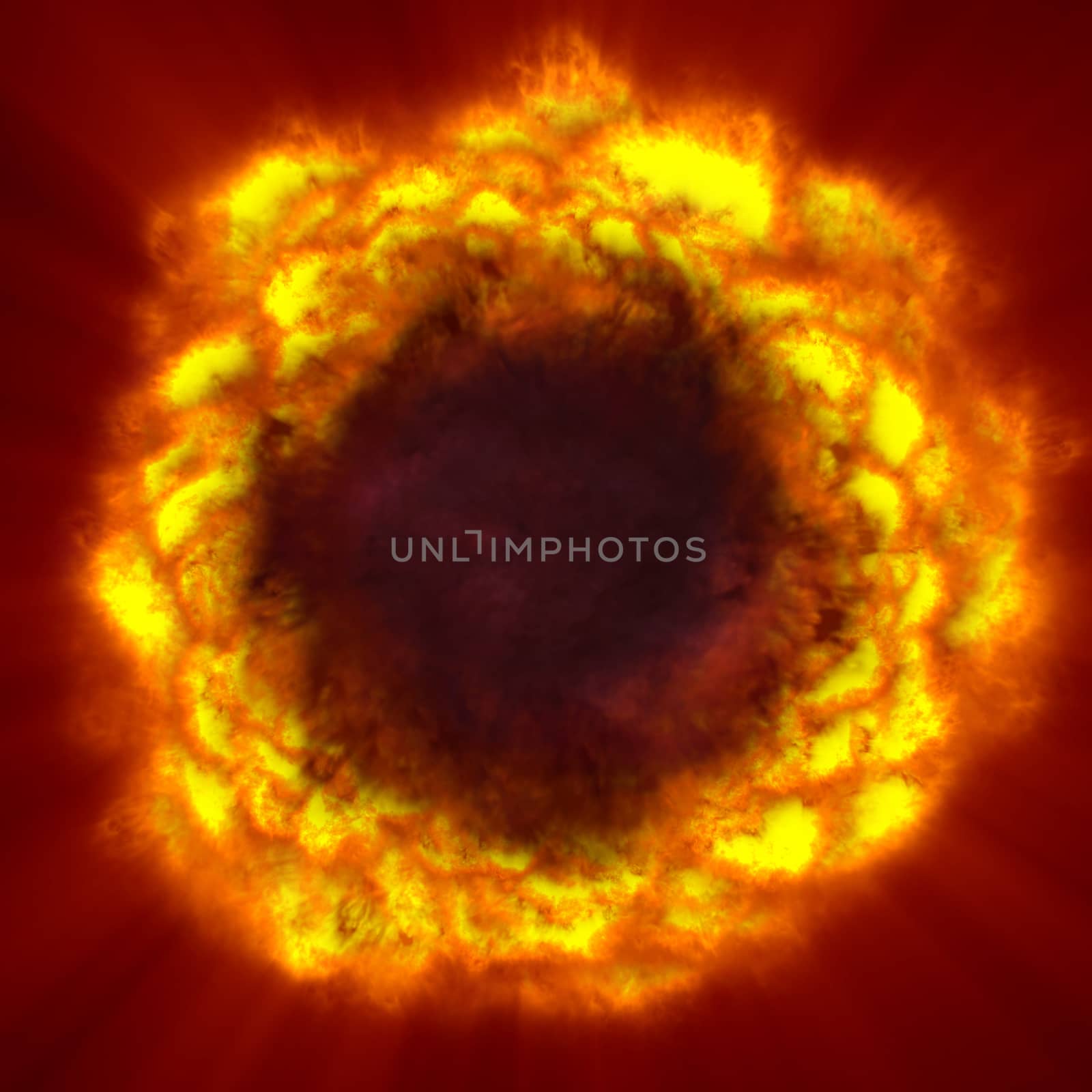 fire flame ball explosion in space, abstract illustration