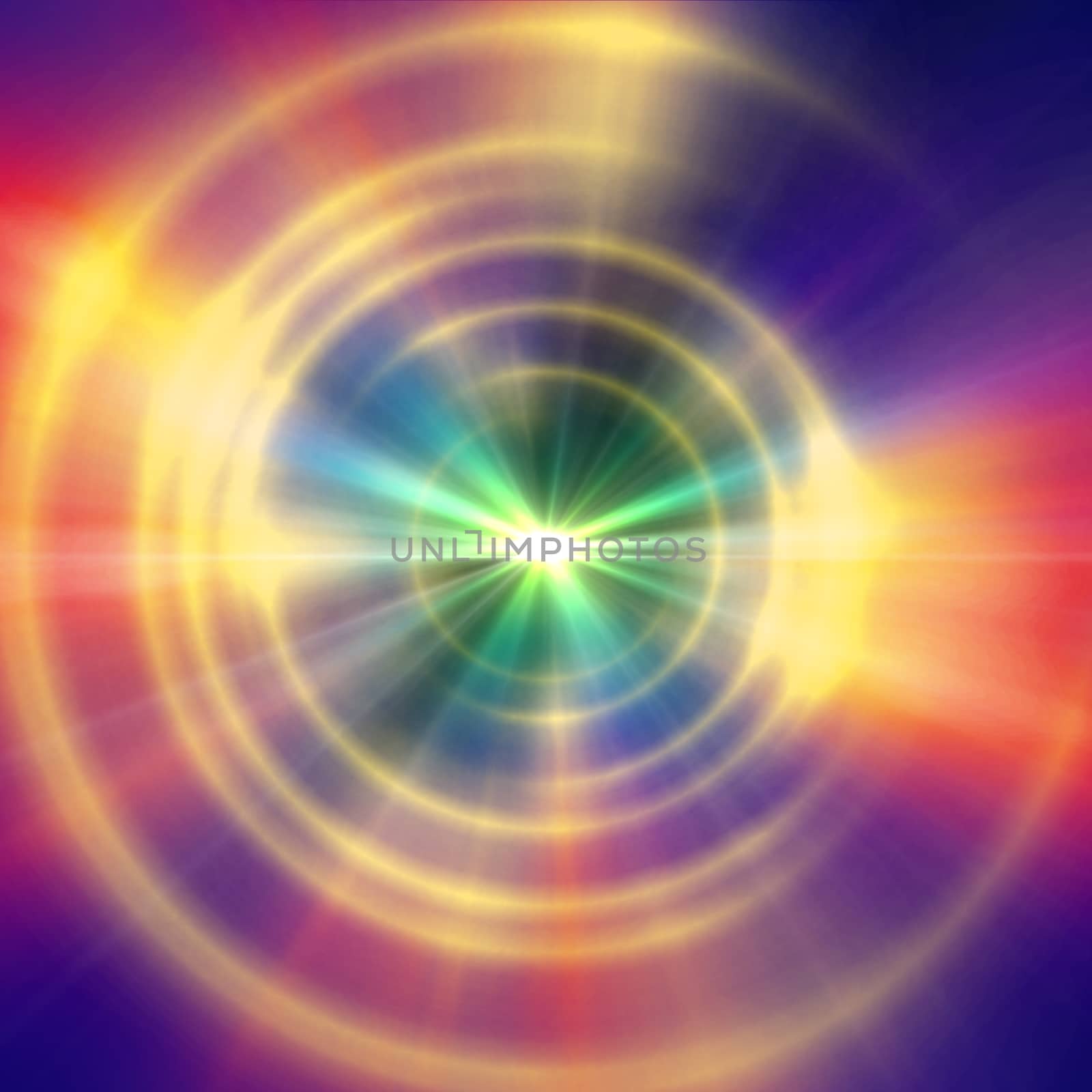 Round concrete tunnel with light ray ring, abstract illustration