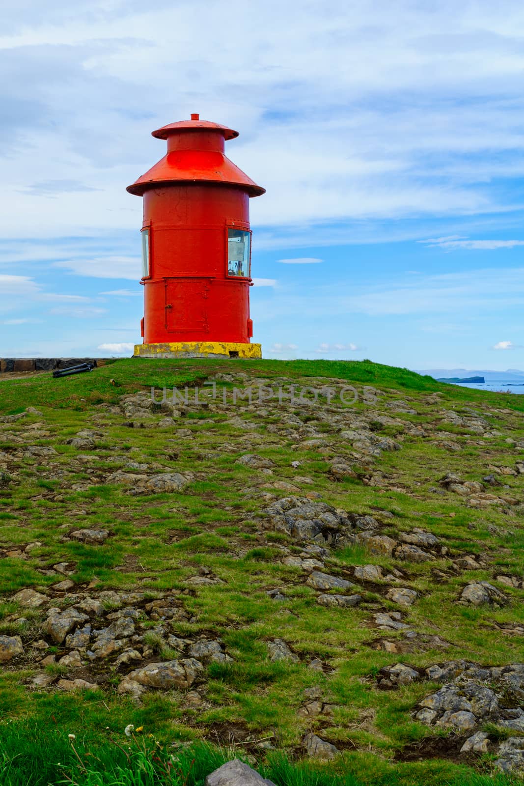 View of the lighthouse, in Stykkisholmur, in the Snaefellsnes peninsula, west Iceland