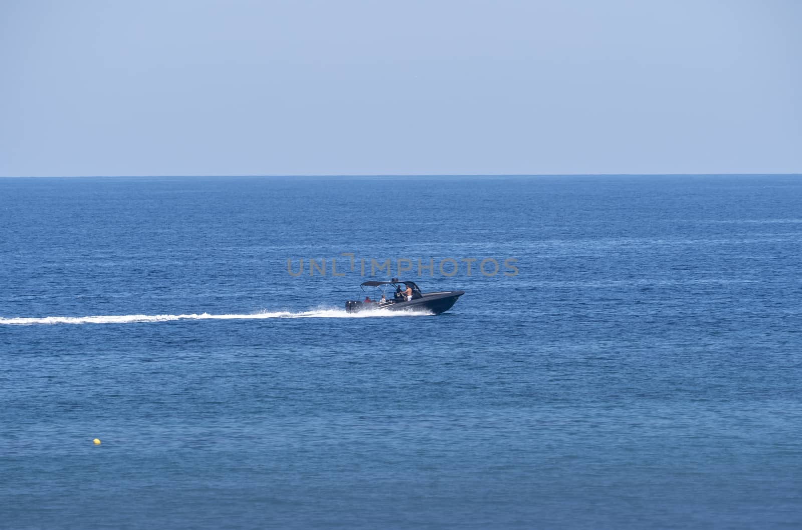speedboat run in blue sea horizon landscape