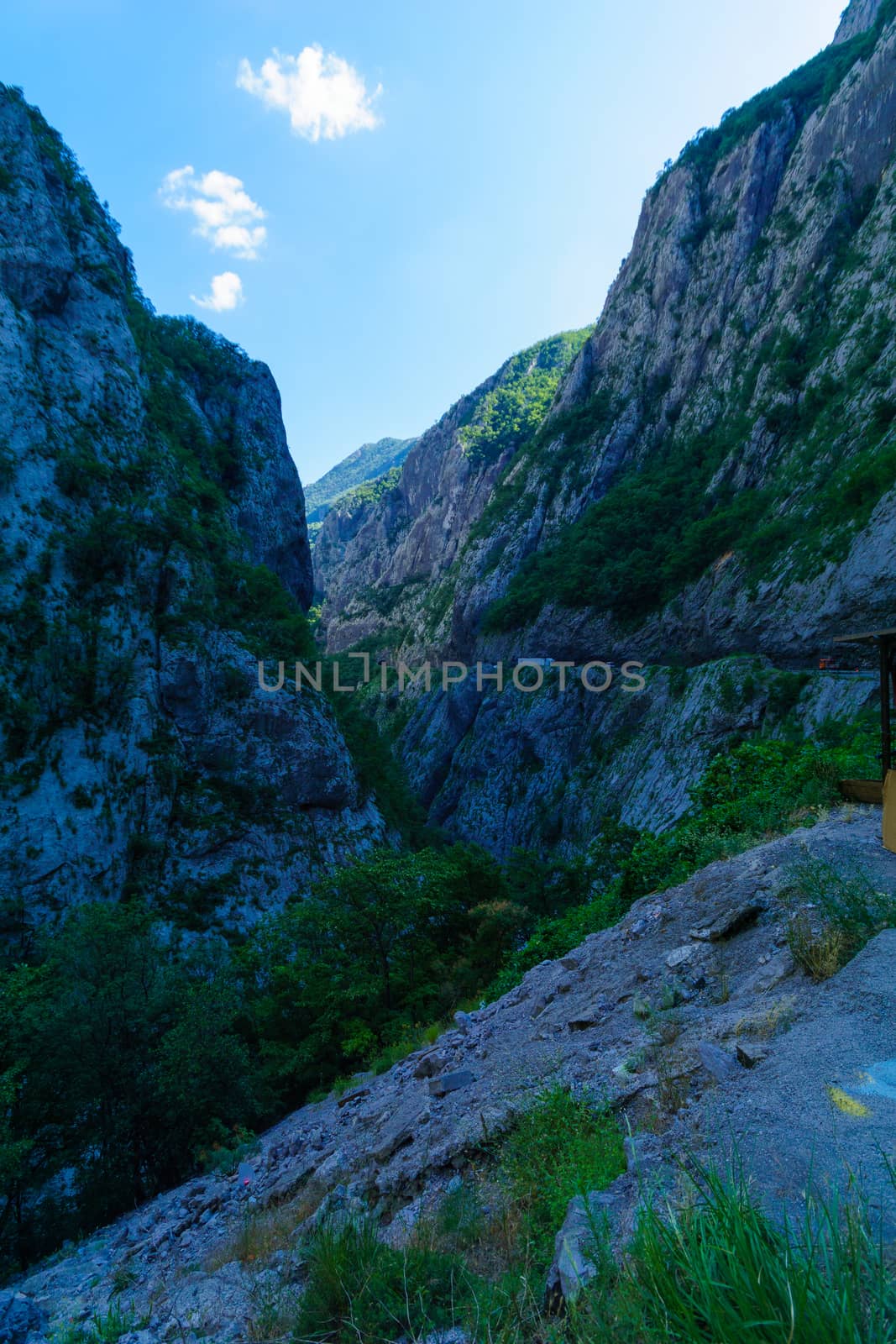 View of the Moraca River and Canyon, and road no. 2. Montenegro