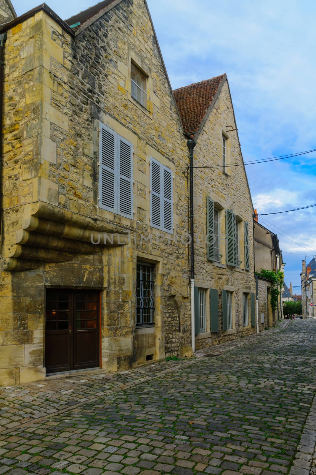 Street with old buildings, in Nevers, Burgundy, France