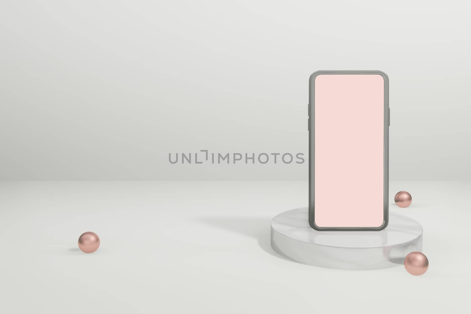 Mock up background/backdrop of mobile phone  with copy space in minimal illustration design style- Minimal product background backdrop style design in 3D illustration or 3D rendering