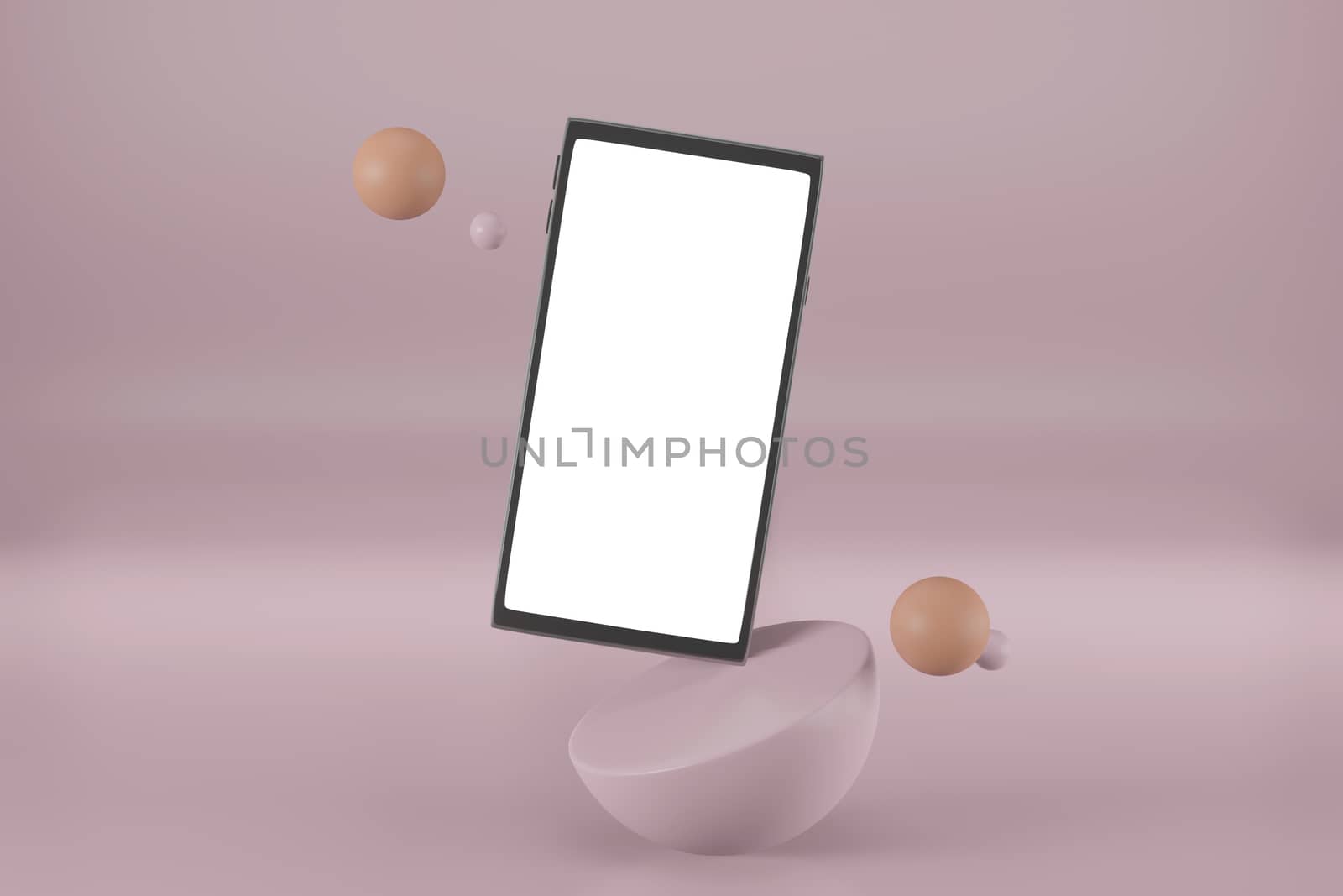 Mock up background/backdrop of mobile phone  with copy space in minimal illustration design style by bkneung