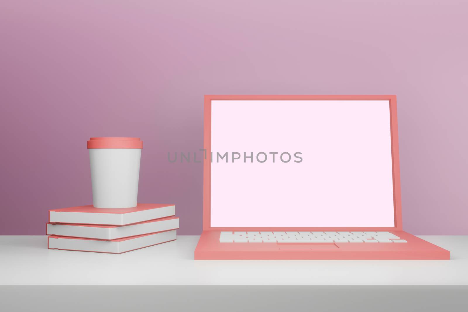 Mock up background/backdrop of laptop in minimal illustration design style by bkneung