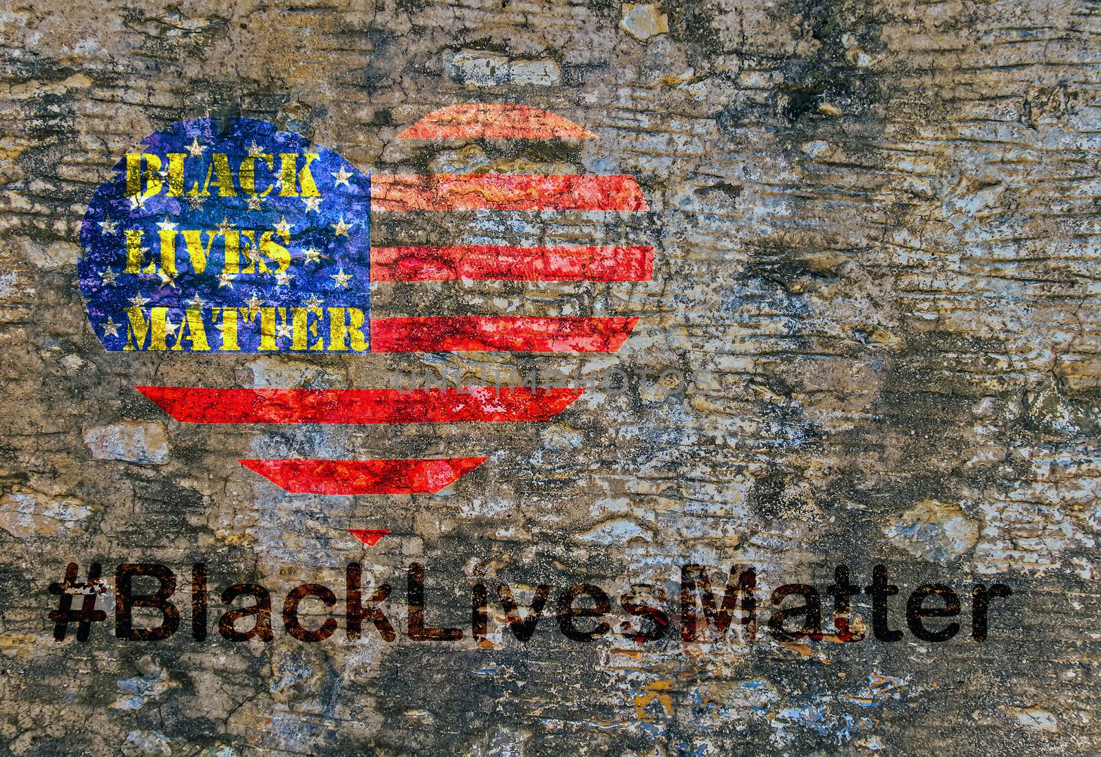 Facade Black Lives Matter hashtag slogan anti Black racism Afric by Vladyslav