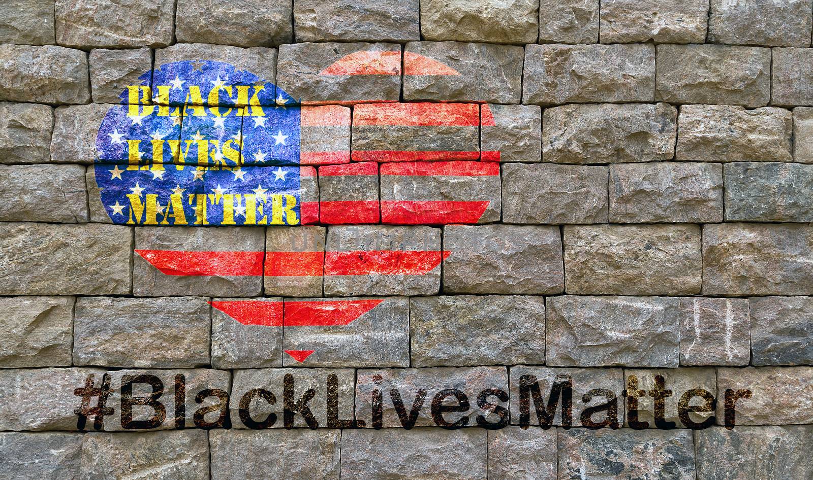 Black Lives Matter hashtag African-American people Protest against Black racism stencil heart United States of America United States Flag of the USA wall background texture stone