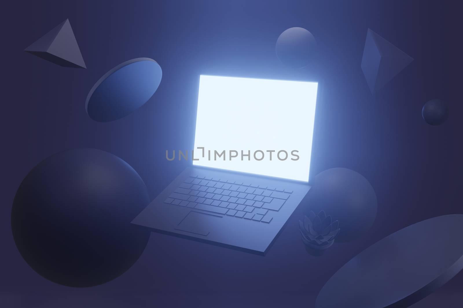 Mock up background/backdrop of laptop in minimal illustration design style by bkneung