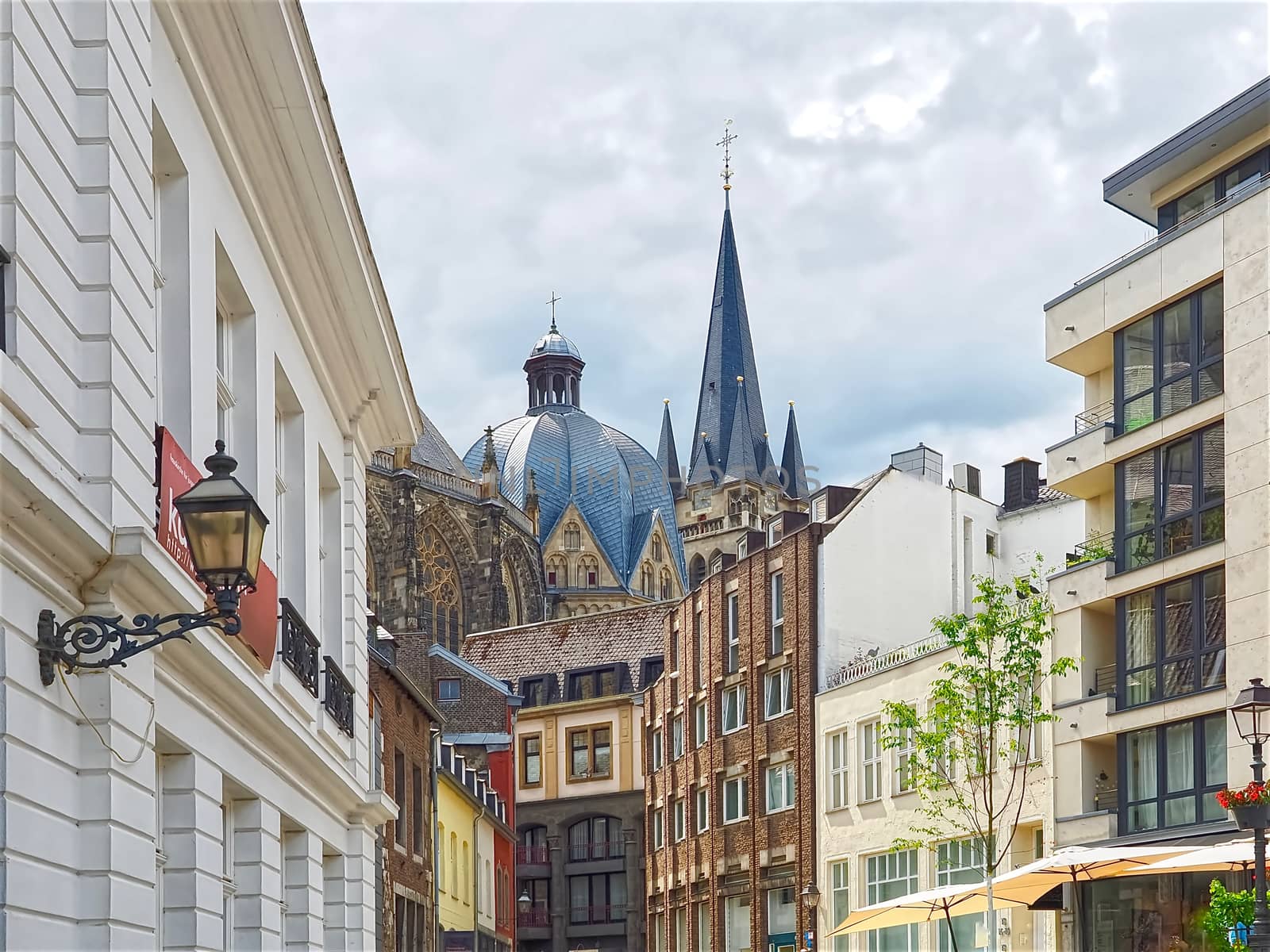 Aachen city market place with a fountain by Stimmungsbilder