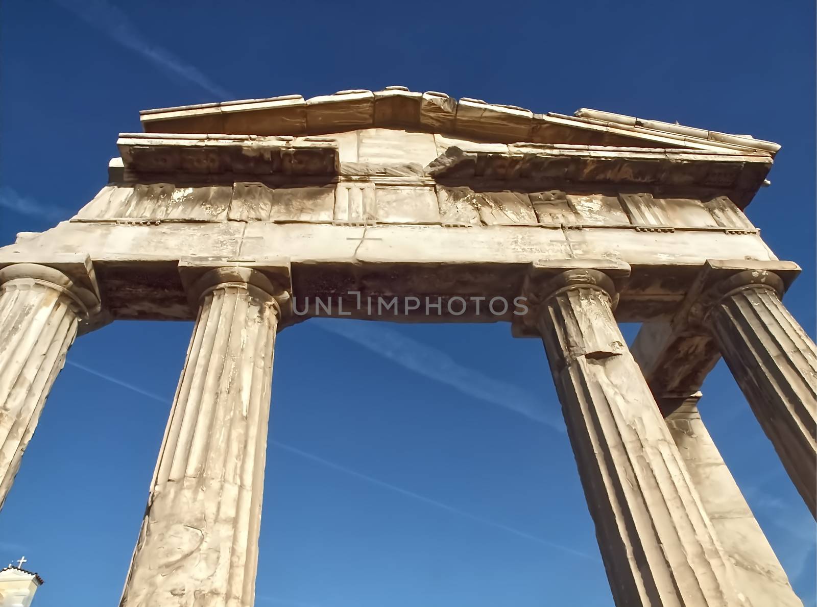 Hadrian gate or arch of Trajan in Athens in greece