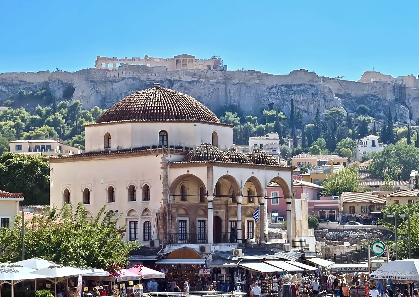 Famous Monastiraki square in Athens in Greece