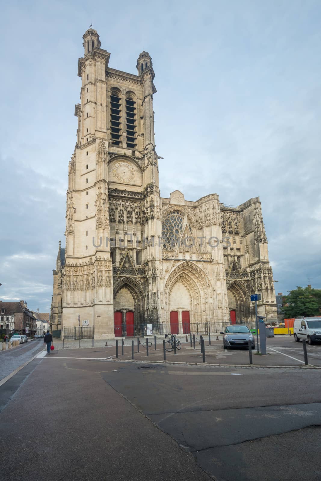 Sunset view of the Cathedral (Saint-Pierre-Saint-Paul), in Troyes, Champagne, France