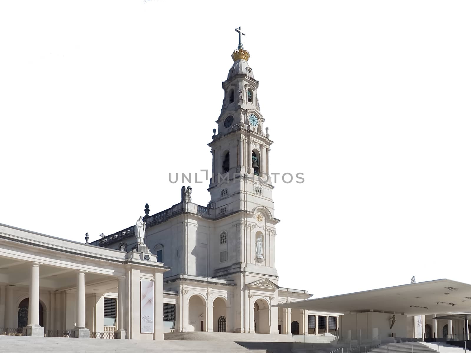 Cathedral of Fatima in Portugal near Lisboa with blue sky by Stimmungsbilder